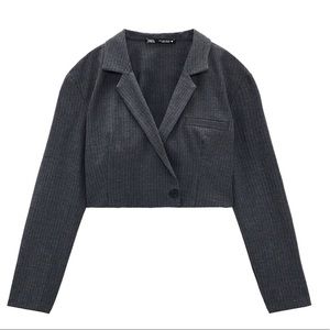 ZARA Cropped Pinstripe Shirt Blazer‎